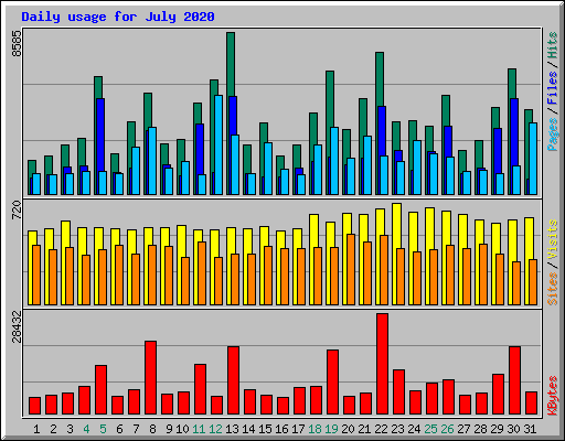 Daily usage for July 2020