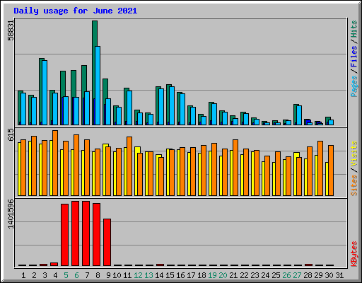 Daily usage for June 2021