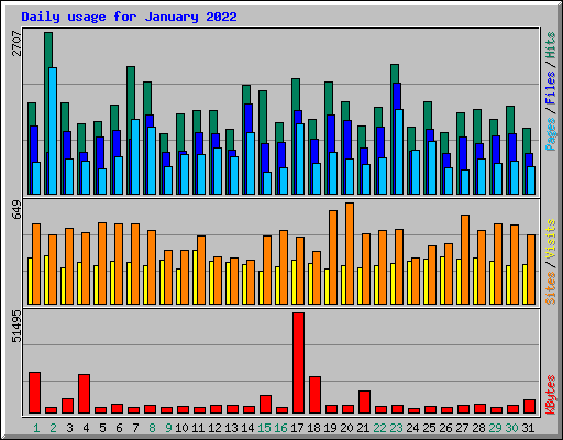 Daily usage for January 2022