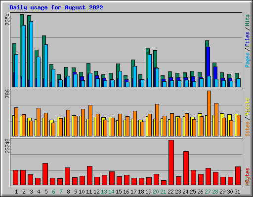 Daily usage for August 2022