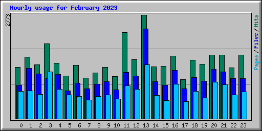 Hourly usage for February 2023